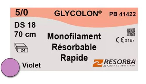 GLYCOLON RESORBA 5-0 70CM VIOLET NAALD DS18 24ST