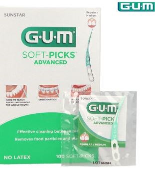 GUM SOFTPICKS ADVANCED REG SAMPLES 100ST ZIE 771111