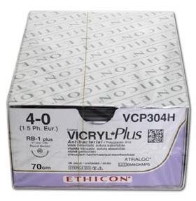 VICRYL PLUS 4-0 VCP304H 36ST RB-1 NEW
